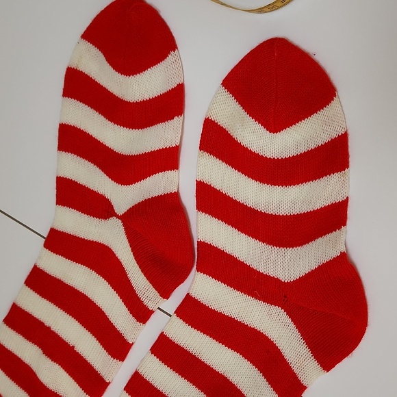Vintage Knit Christmas Stockings Socks Retro Mid Century - Picture 8 of 9